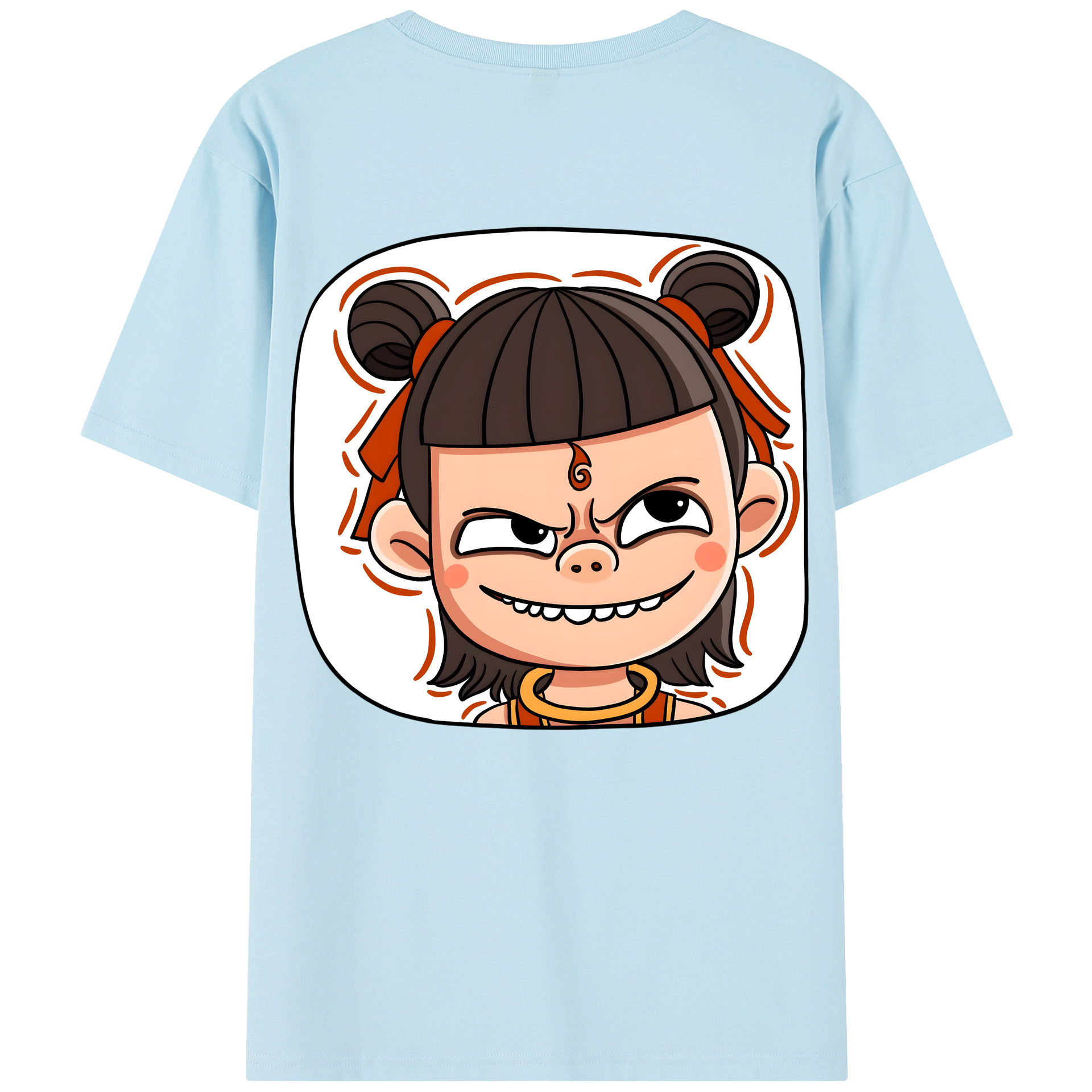 （画像用） Ne Zha 2 ナタ 魔童の大暴れ 綿100％半袖Tシャツ（背面プリント）